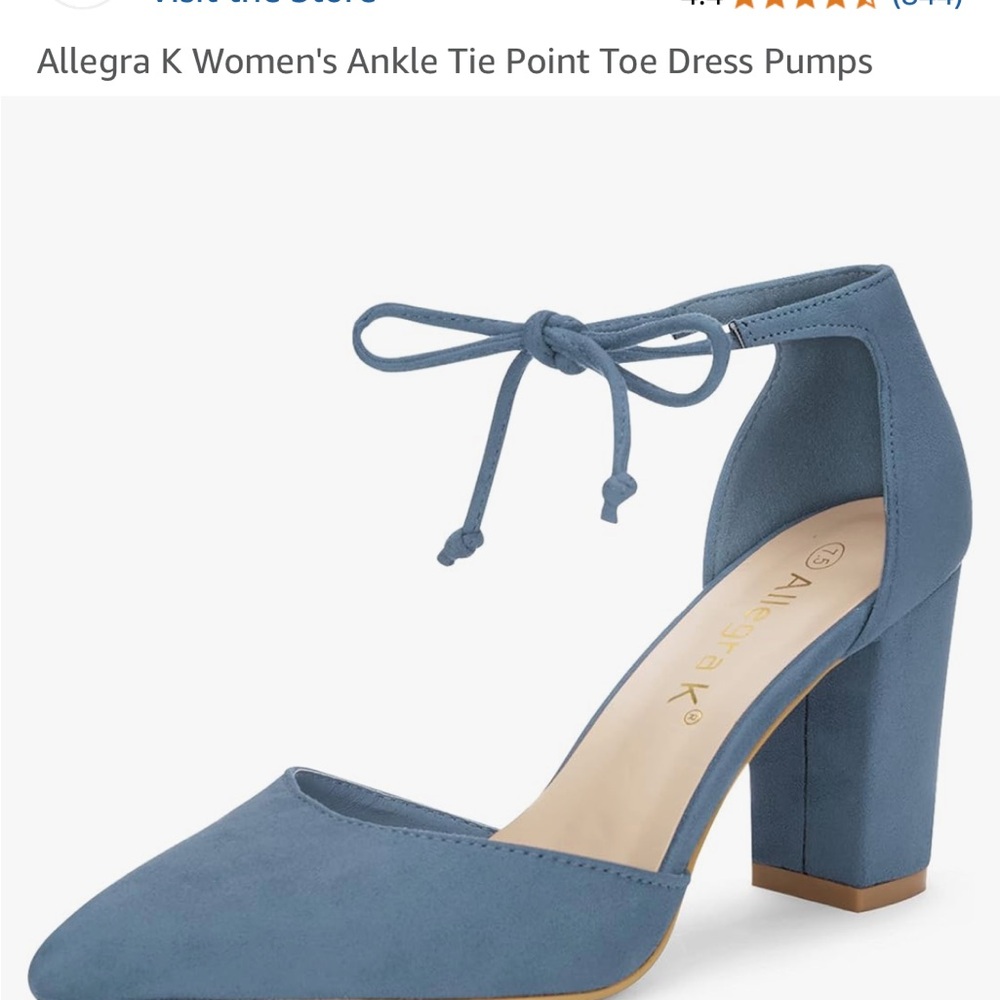 Allegra K Dusty Blue Ankle Tie Heels